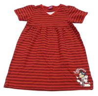 Červeno-vínové pruhované šaty s Minnie Disney