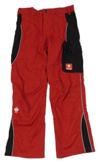 Červeno-černé pracovní kalhoty s kapsami Engelbert Strauss