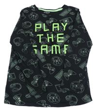 Černé pyžamové triko s ovladači a nápisem Reserved