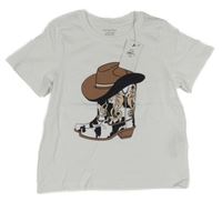 Nové - Bílé tričko s kloboukem Primark