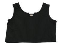 Černý žebrovaný crop top 