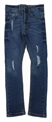 Tmavomodré skinny rifle s prošoupáním