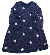 Tmavomodré melírované úpletové šaty s hvězdami GAP