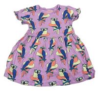 Lila bavlněné šaty s papoušky Next 