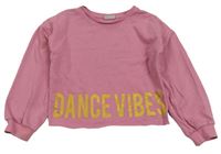 Světlerůžová crop mikina s nápisem Matalan