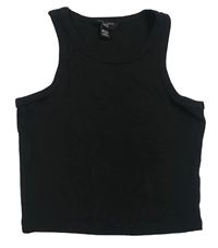 Černý žebrovaný crop top New Look