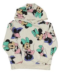Smetanová melírovaná mikina s Minnií a kapucí Disney