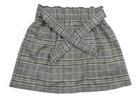 Bílo-černo-okrová sukně s páskem zn. Primark