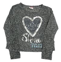 Šedo-tmavošedé vzorované triko se srdíčkem Yigga