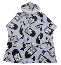 Světlefialová chlupatá oversize mikina s Wednesday a kapucí 