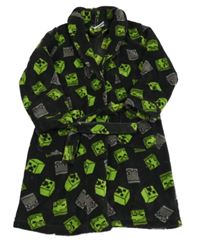 Černý chlupatý župan Minecraft s kapucí Tu