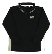 Černé polo triko s proužky a nápisem George 