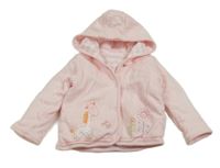 Světlerůžový bavlněný zateplený oboustranný kabátek s kapucí M&S