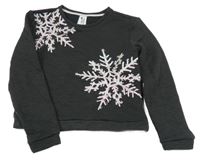 Tmavošedá prošívaná crop mikina s vločkami C&A