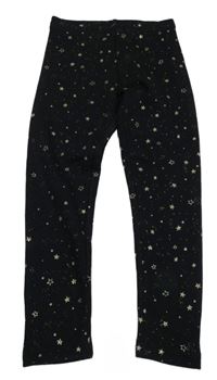 Černé hvězdičkované teplé legíny