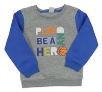 Šedo-modrá mikina s nápisem Kiki&Koko