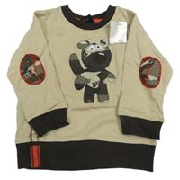 Nové - Béžovo-hnědé triko s medvídkem Next