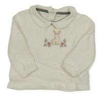 Bílé vzorované triko s králíčkem a límečkem C&A