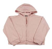 Světlerůžová propínací crop oversize mikina s kapucí George