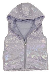 Fialová lesklá šusťáková prošívaná zateplená vesta s kapucí St. Bernard