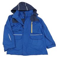 Modro-tmavomodrá šusťáková jarní bunda s kapucí Tchibo 