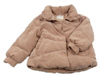 Starorůžová manšestrová zateplená bunda Zara