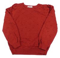 Červený svetr s bambulkami H&M