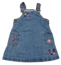 Modré riflové šaty s kytičkami Topolino