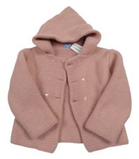 Světlerůžový propínací svetr s kapucí Sardoon