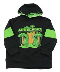 Černo-zelená mikina s potiskem Minecraft a kapucí 