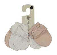 Nové - 4x - 2x bílé + 2x růžové bavlněné rukavice George 