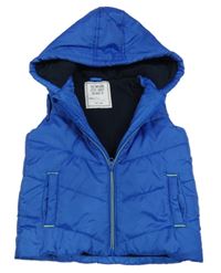 Safírová šusťáková zateplená vesta s kapucí Matalan