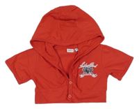 Červené propínací bavlněné bolerko s mušlí a kapucí Berti