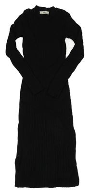 Černé žebrované úpletové dlouhé šaty C&A