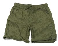 Khaki plátěné kraťasy s palmami Primark