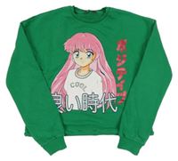 Zelená crop mikina s potiskem C&A