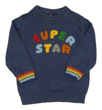 Tmavomodrý svetr s nápisem a proužky Next