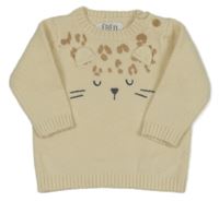Smetanový svetr s leopardem F&F