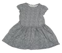 Černo-bílo-růžové kostičkované šaty se srdíčky h&M