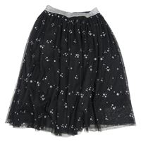 Černá tylová sukně s hvězdičkami a stříbrným pasem M&S