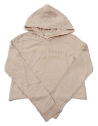Světlerůžová crop mikina s nápisem a kapucí H&M