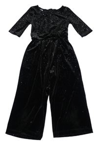 Černý sametový třpytivý culottes overal Dunnes