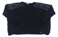 Černý oversize crop svetr s flitry LJU.JO MILANO
