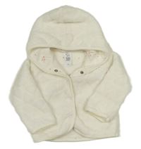 Smetanový plyšový kabátek se srdíčky a kapucí C&A