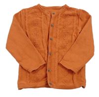 Cihlový propínací svetr s kytičkami Nutmeg