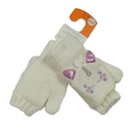 Nové - bílé překlápěcí pletené rukavice s jednorožci Primark