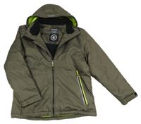 Khaki kostkovaná šusťáková funkční zimní bunda s kapucí killtec