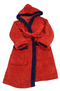 Červeno-tmavomodrý plyšový župan s kapucí cool KIDZ