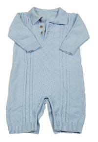 Nové - světlemodrý melírovaný úpletový overal se vzorem a límečkem little nutmeg