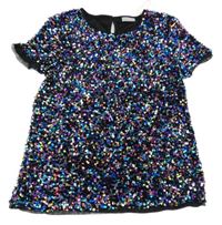 Černé sametové flitrové slavnostní tričko Matalan